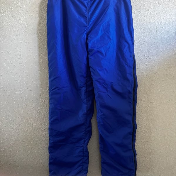 Vtg 80s Patagonia Capilene Fleece Lined Full Side Zip Pants Blue Lg made USA