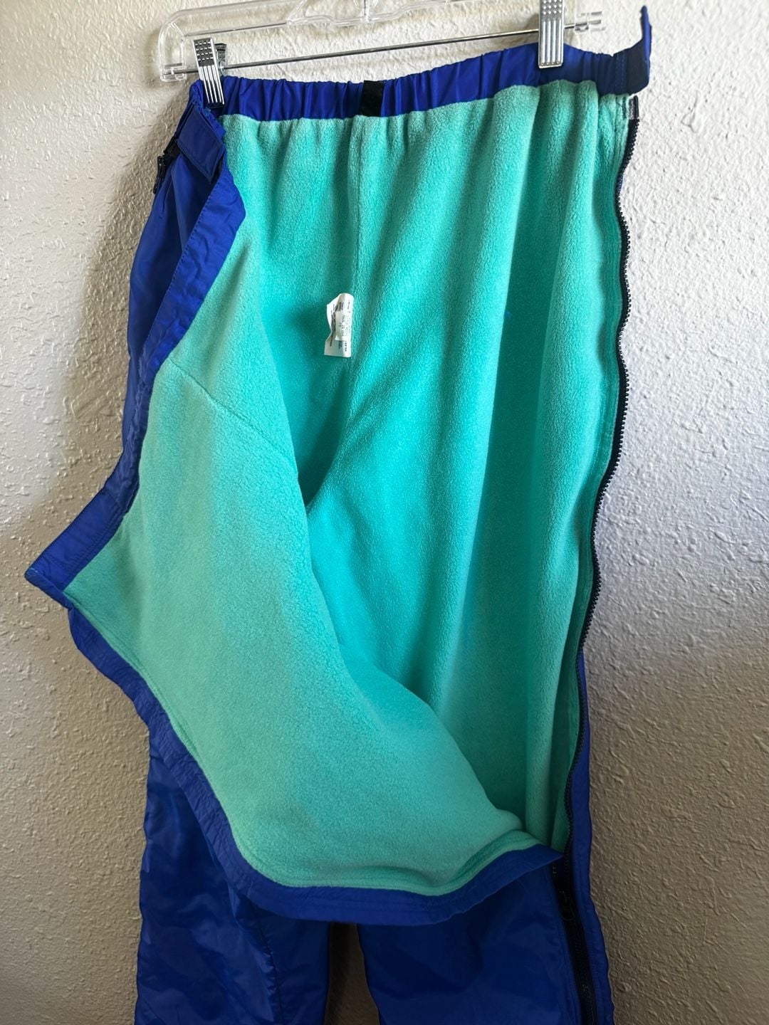Vtg 80s Patagonia Capilene Fleece Lined Full Side Zip Pants Blue Lg made USA 7
