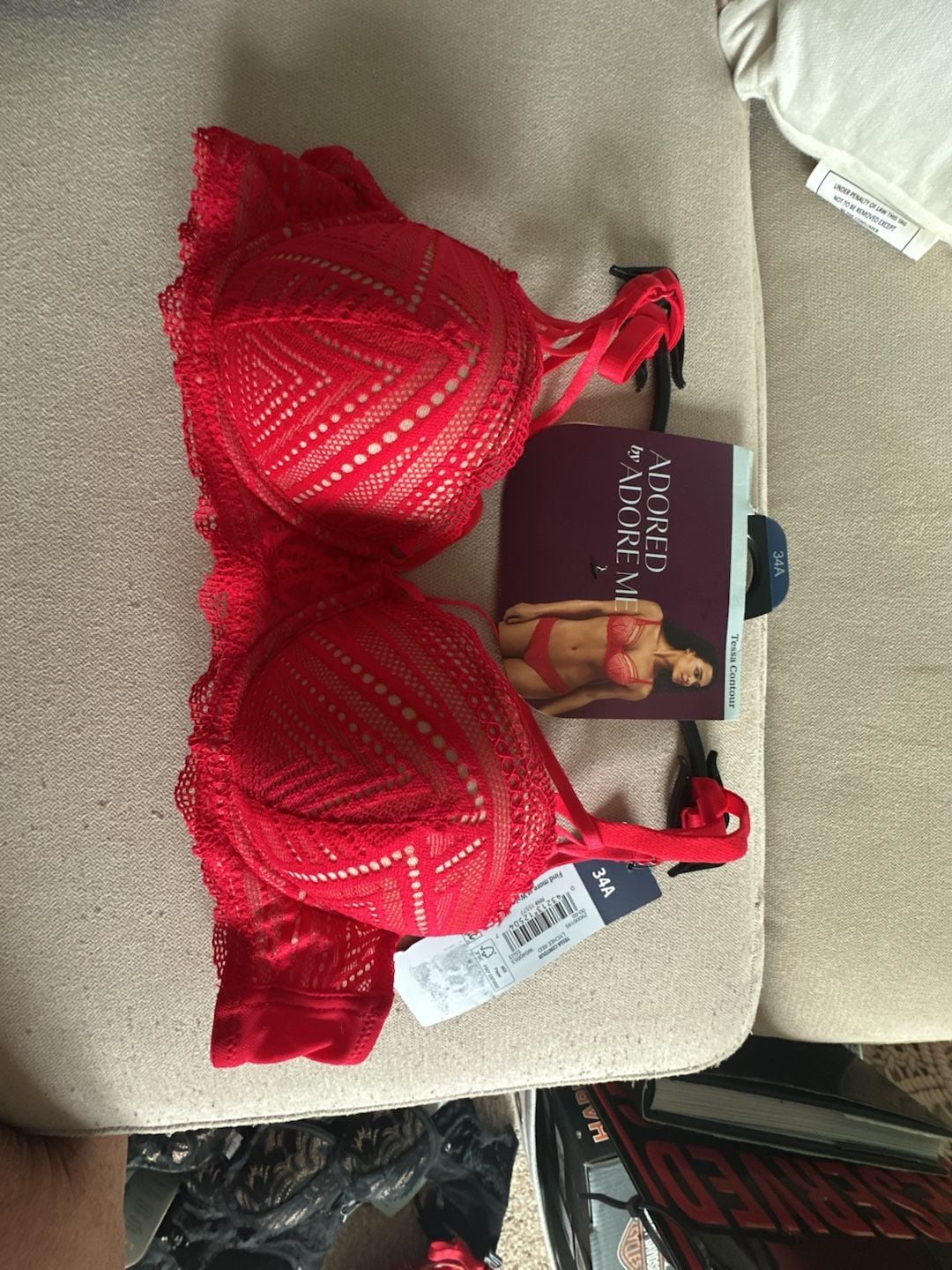 Adored By Adore Me Tessa Contour Bra Size 34A Red Lace 2