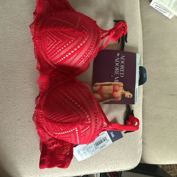 Adored By Adore Me Tessa Contour Bra Size 34A Red Lace