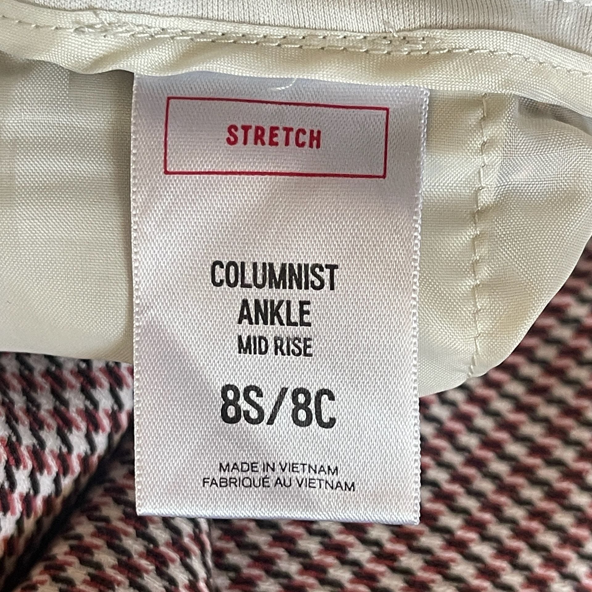 Express Columnist Ankle Mid Rise Stretch Pants Size 8S/8C Brown Houndstooth 7