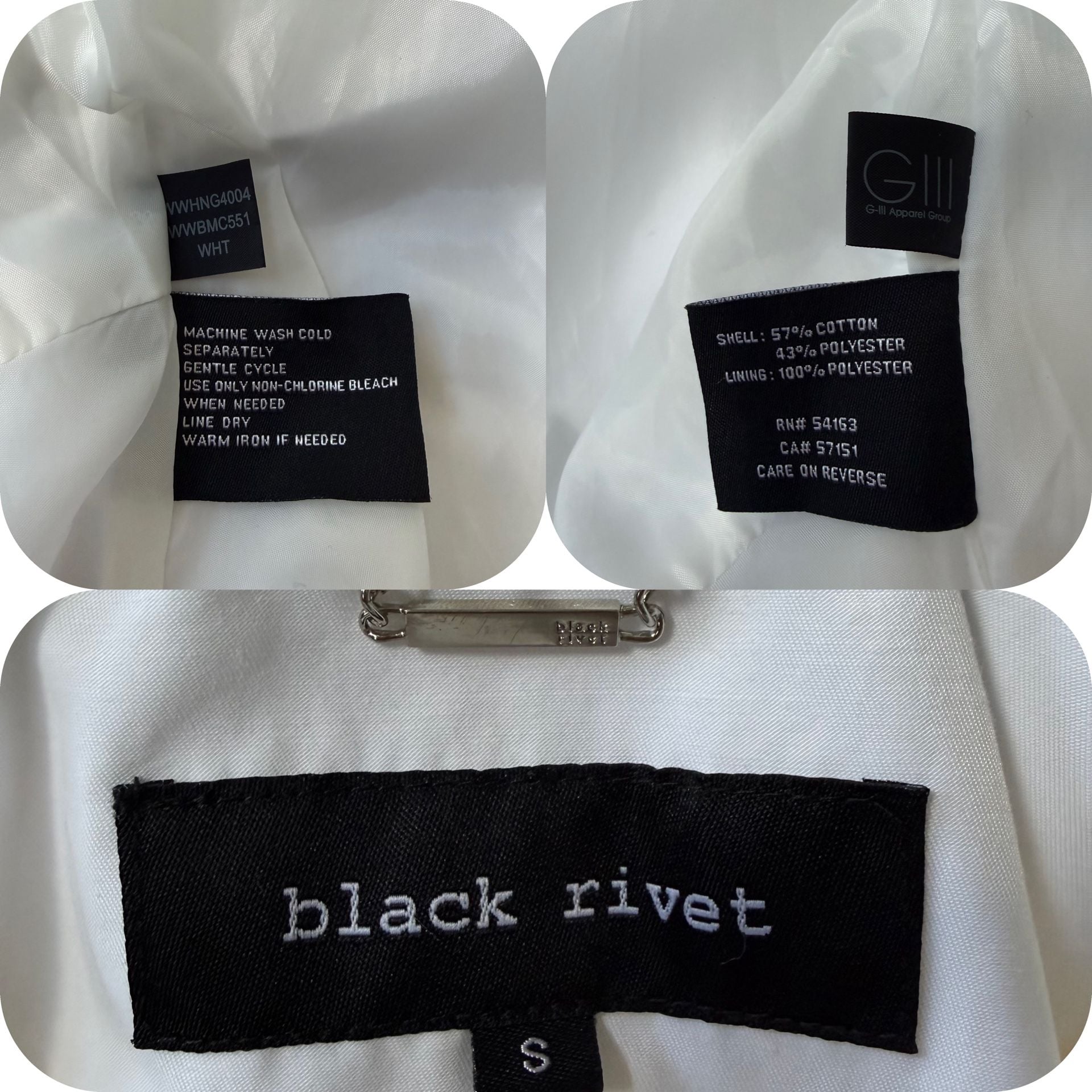 Black Rivet Women’s White Belted Trench Jacket Size S Cotton Blend Moto Style 4