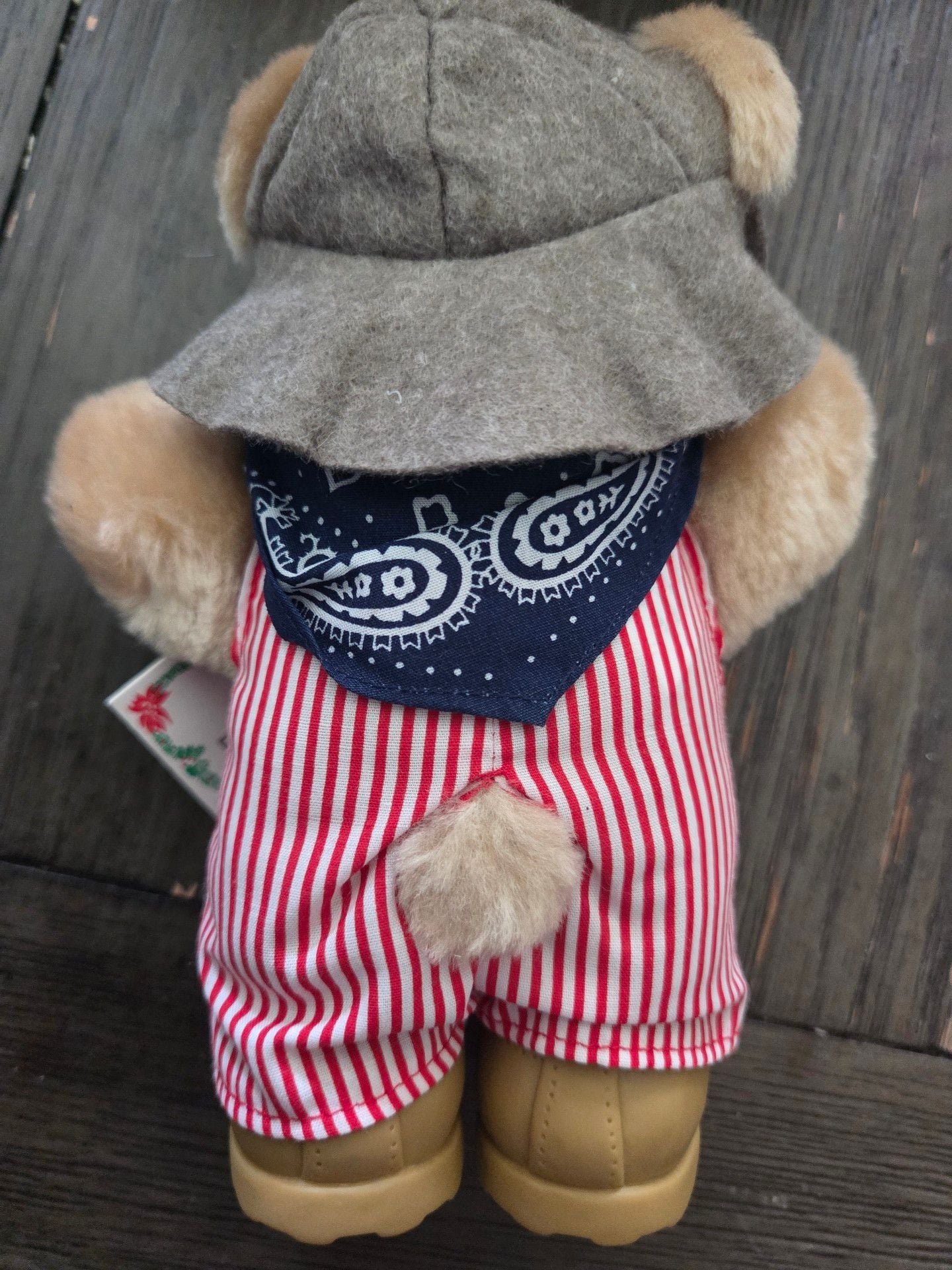 Wendy's Furskins Bear 1986 Plush Stuffed Animal with Overalls and Hat 2