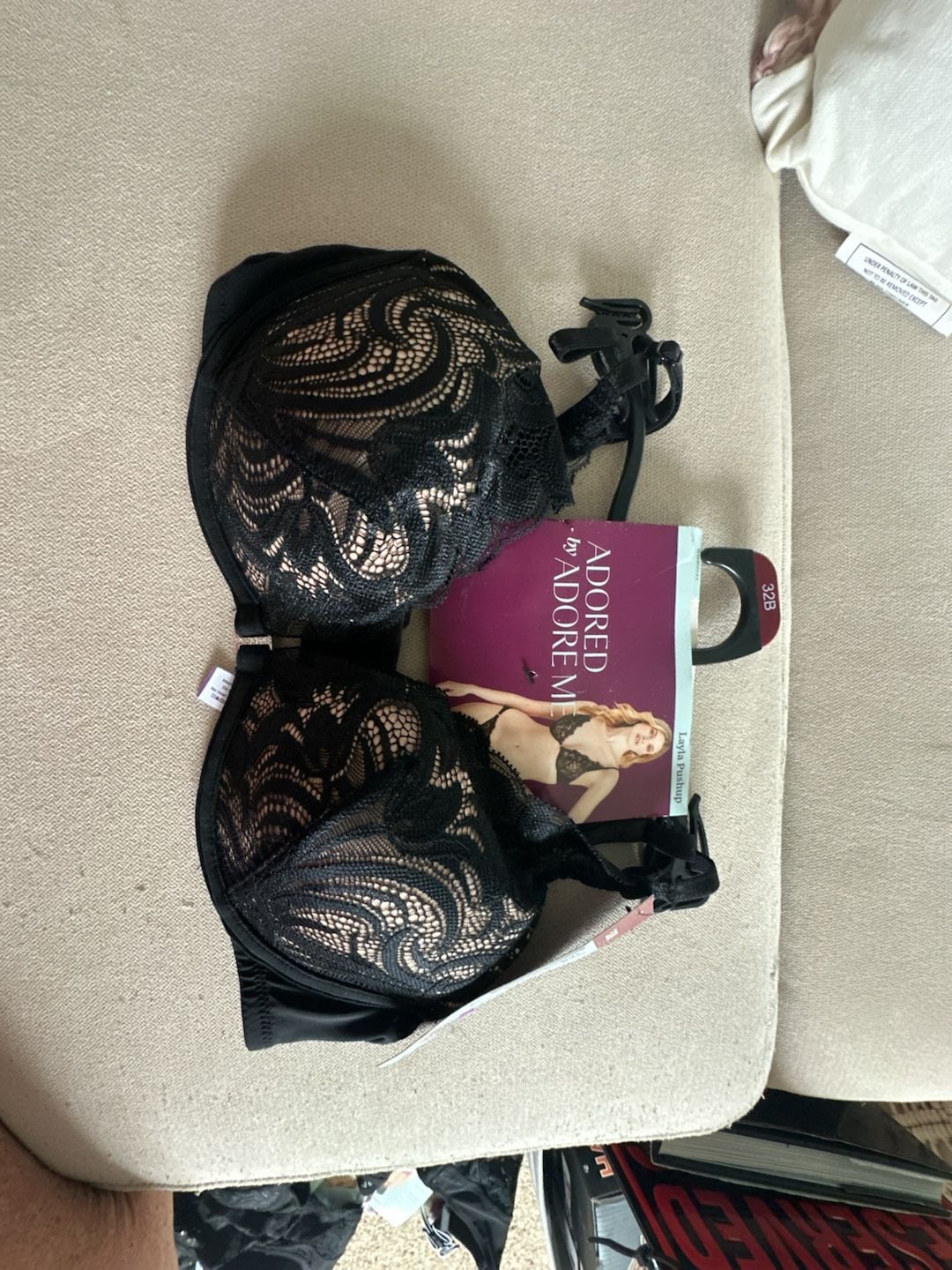 Adored By Adore Me Layla Pushup Bra Size 32B Black Lace 2
