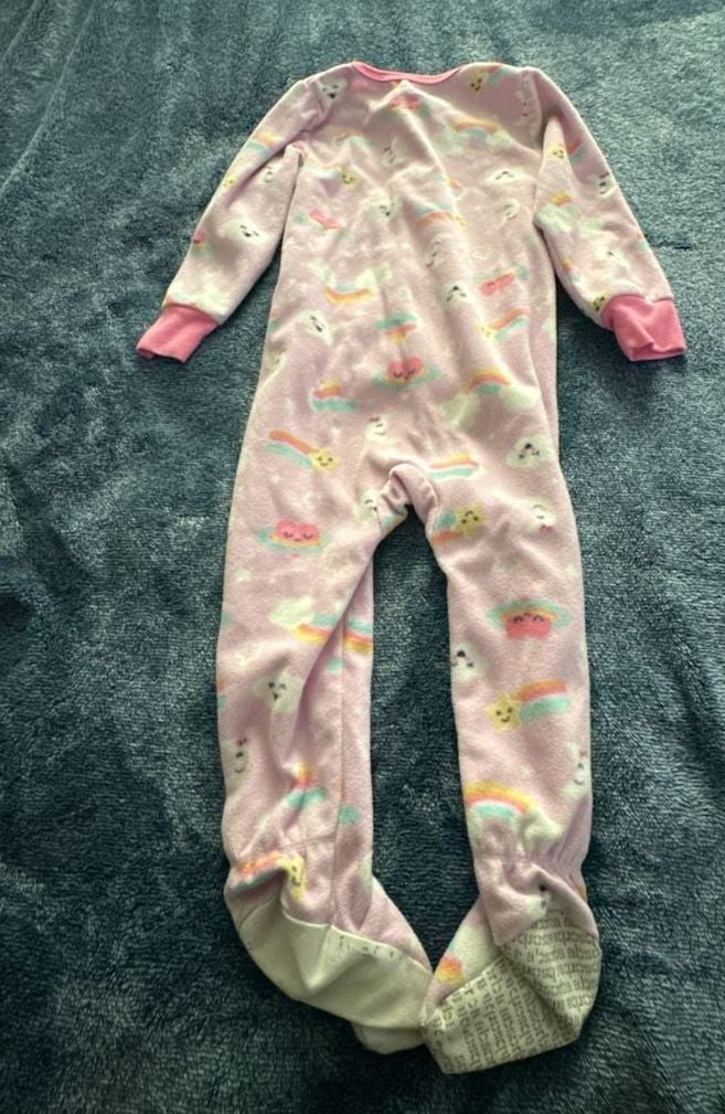 Absorba Fleece Footed Pajamas Size 2T Pink Rainbow Cloud Sleepwear 4