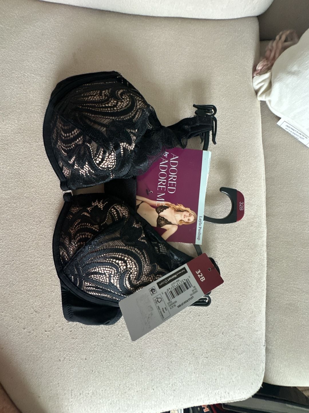 Adored By Adore Me Layla Push Up Bra Size 32B Black Lace 2