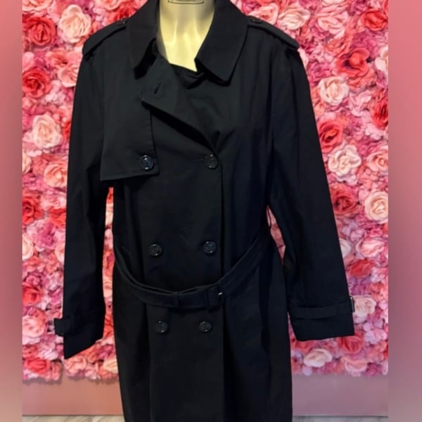 Mango Navy Blue Double-Breasted Knee-length Trench Coat with Belt(2XL)