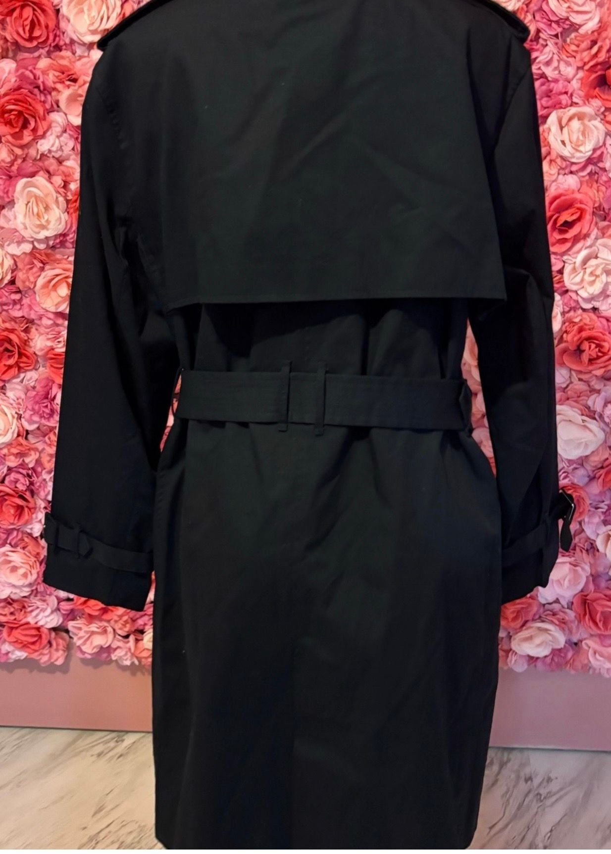 Mango Navy Blue Double-Breasted Knee-length Trench Coat with Belt(2XL) 3