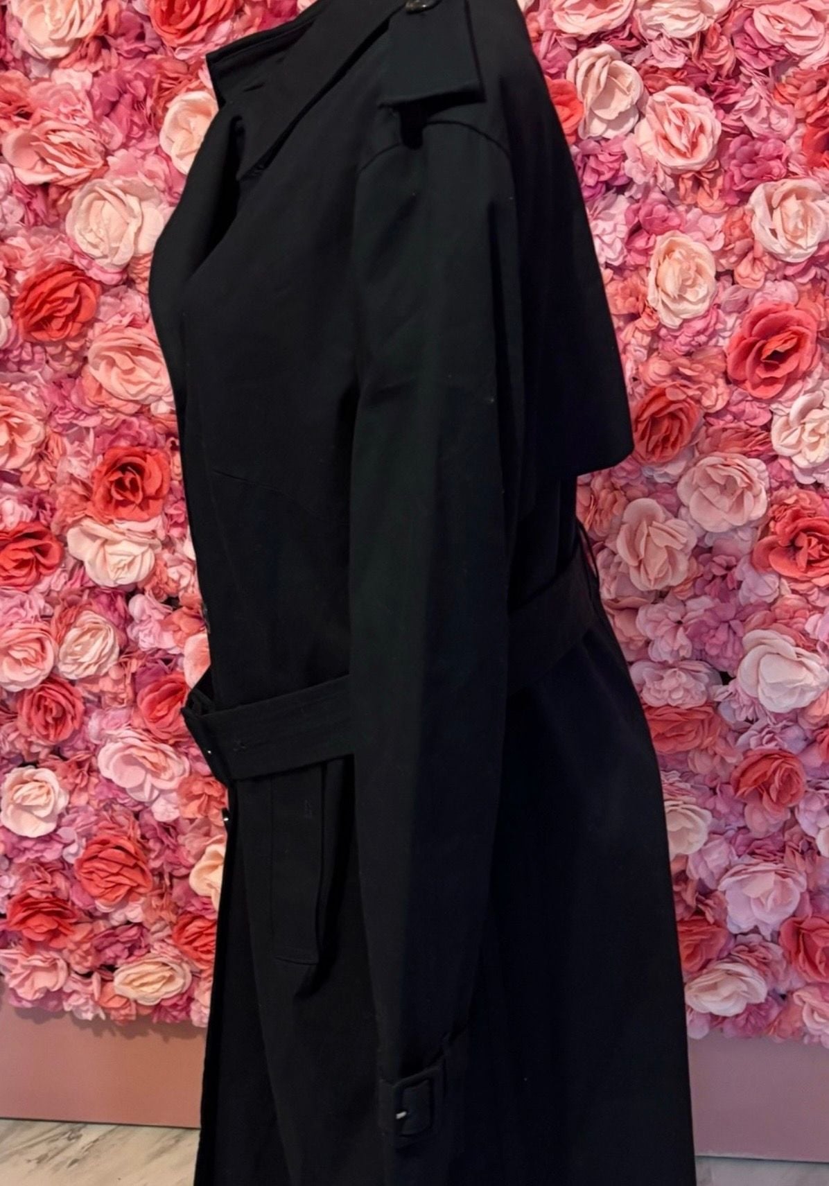 Mango Navy Blue Double-Breasted Knee-length Trench Coat with Belt(2XL) 6