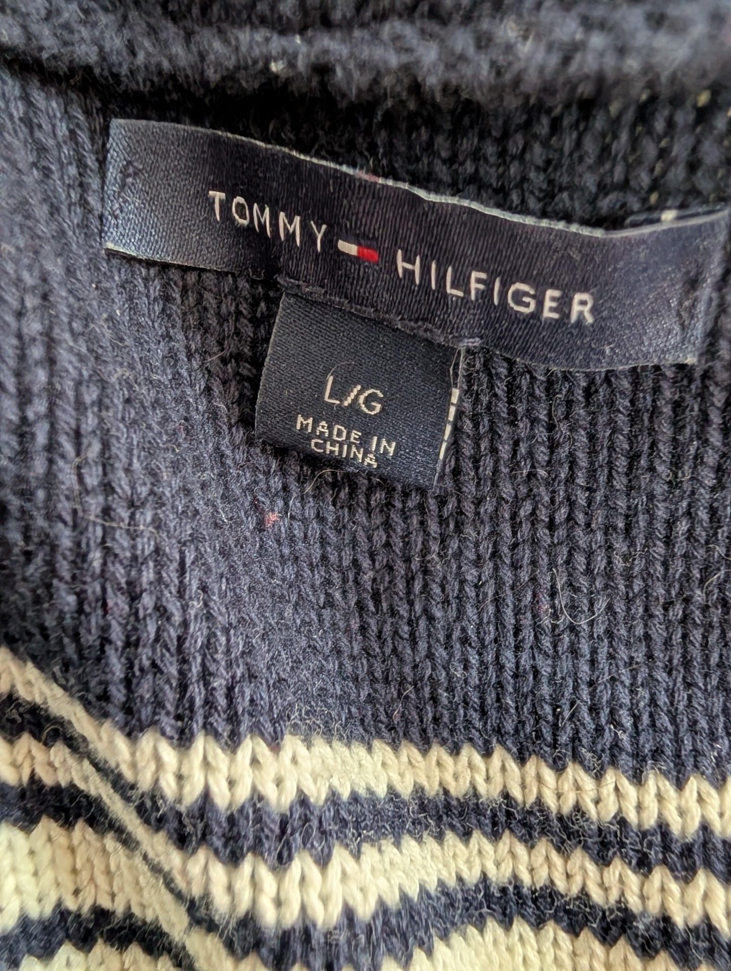 Tommy Hilfiger Women's Blue Striped Boat Neck Sweater Large 6
