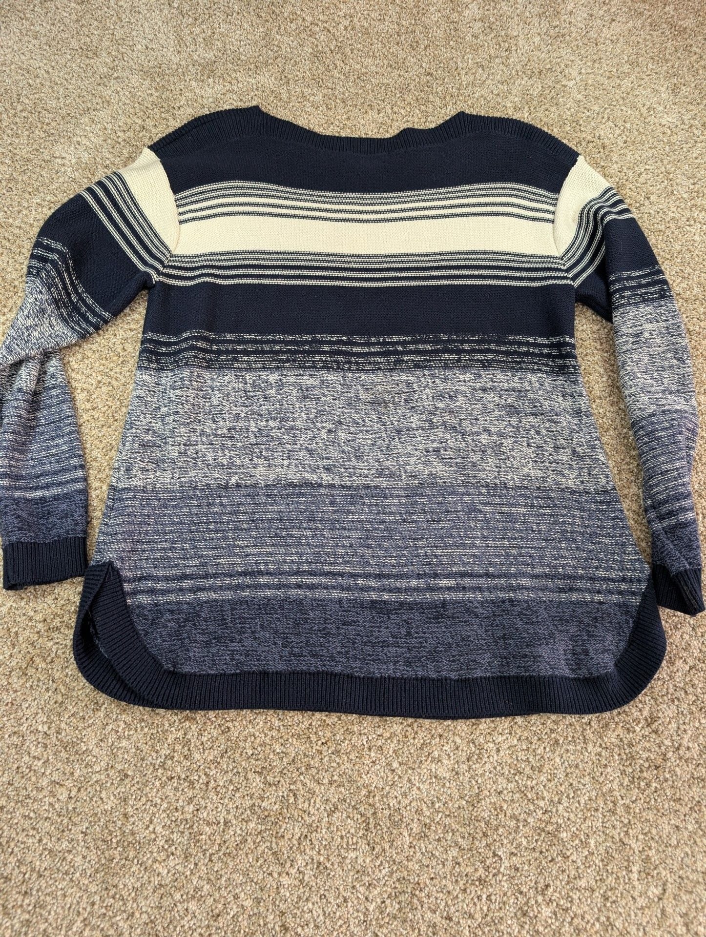 Tommy Hilfiger Women's Blue Striped Boat Neck Sweater Large 8