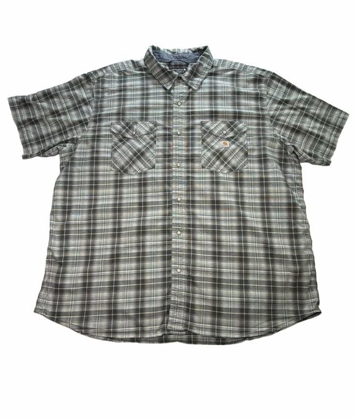 Carhartt Rugged Flex Relaxed Fit Plaid Short Sleeve Shirt Sz 3X Construction 3