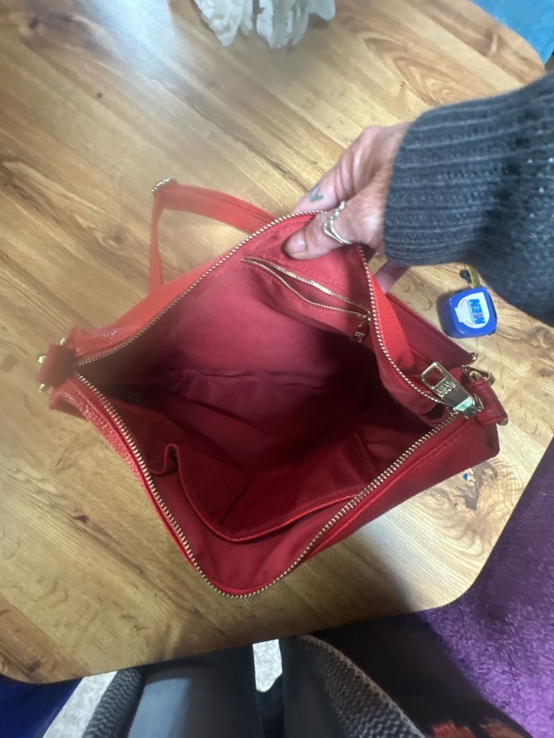 BCBG Paris Red Pebbled Leather Crossbody Bag 7