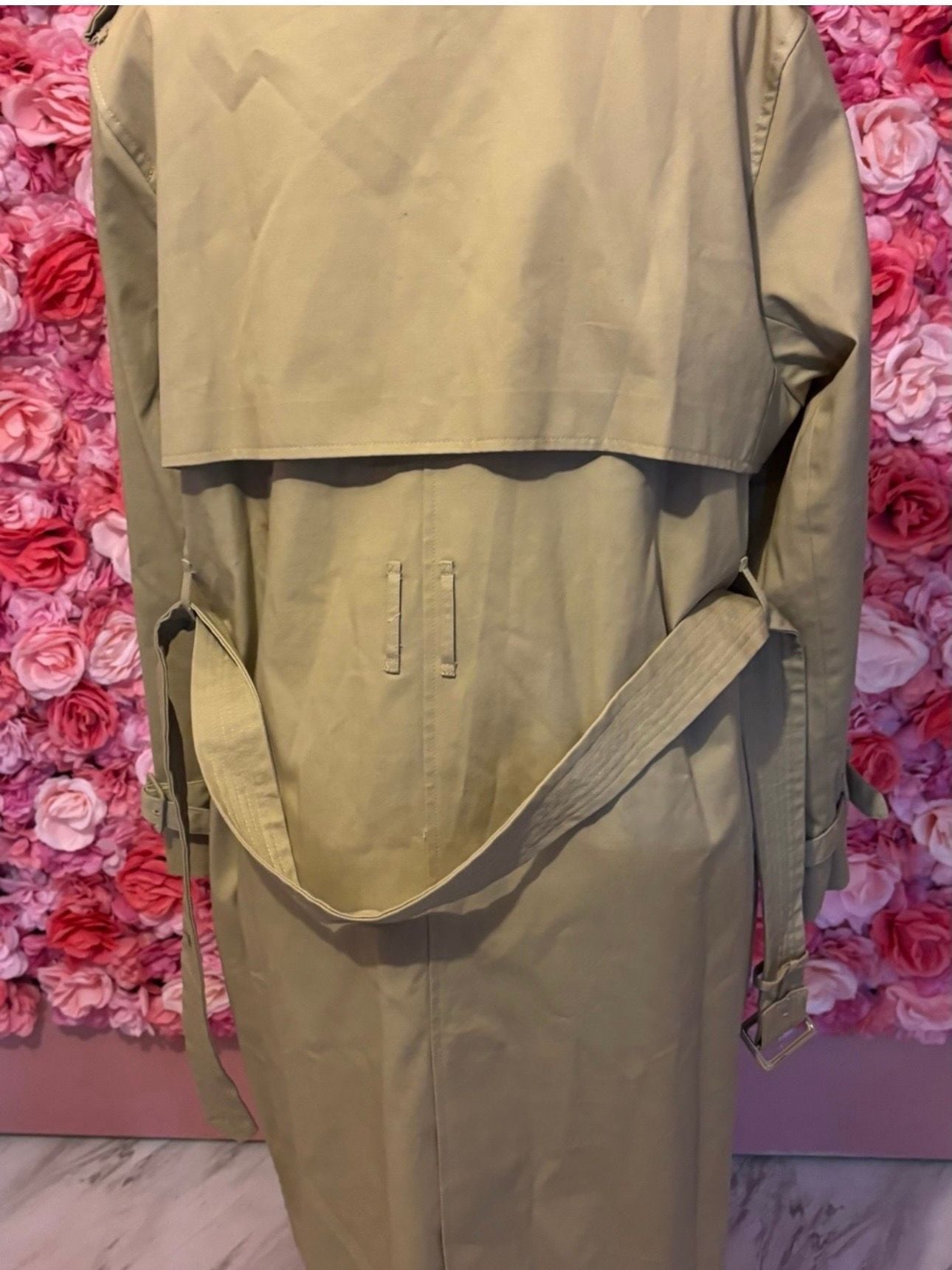 Mango Tan Double-Breasted Knee-length Trench Coat with Belt(2XL) 5
