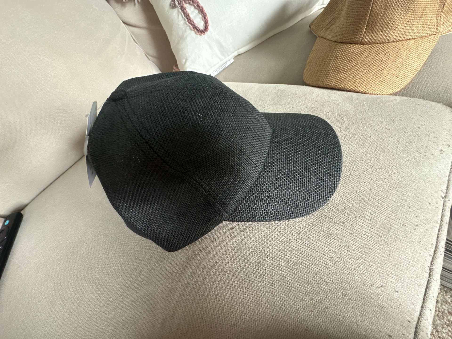 Time And Tru Woven Straw BB Cap Black One Size 2