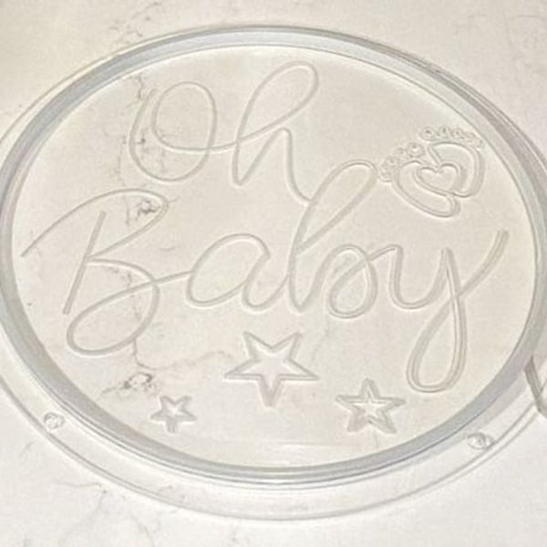 Oh Baby Neon Sign Round Acrylic LED Light USB Powered Party Decor