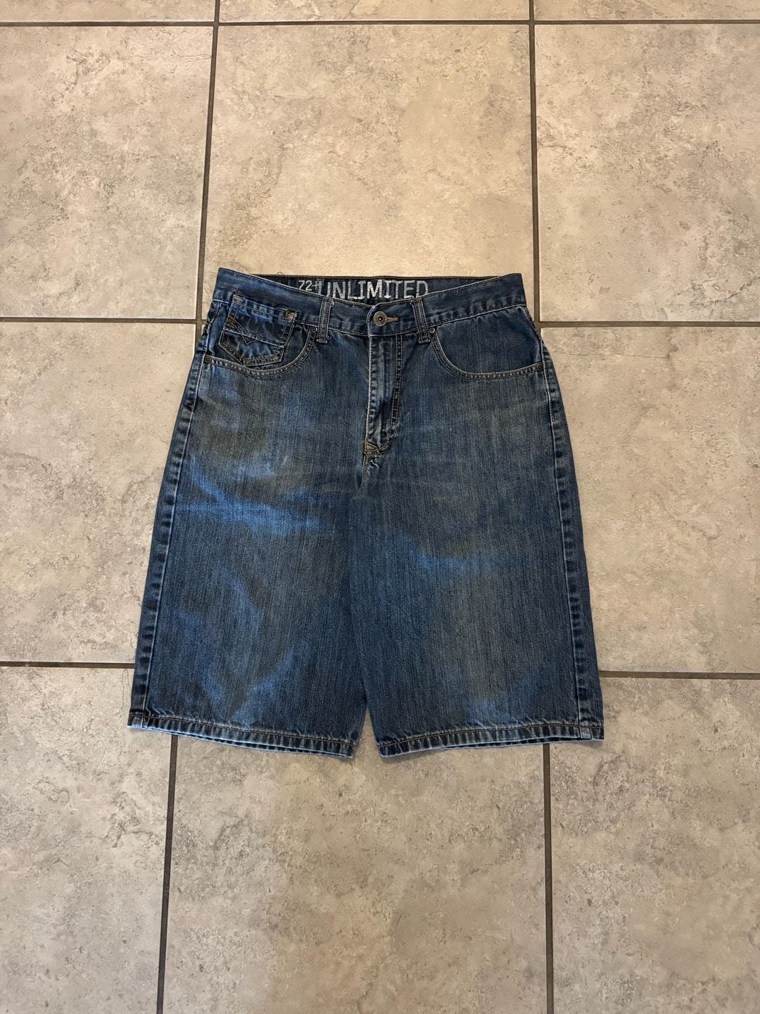 Ecko Unlimited Baggy Denim Shorts W32 Blue Vintage 2