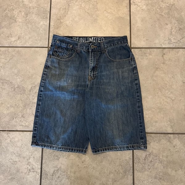 Ecko Unlimited Baggy Denim Shorts W32 Blue Vintage