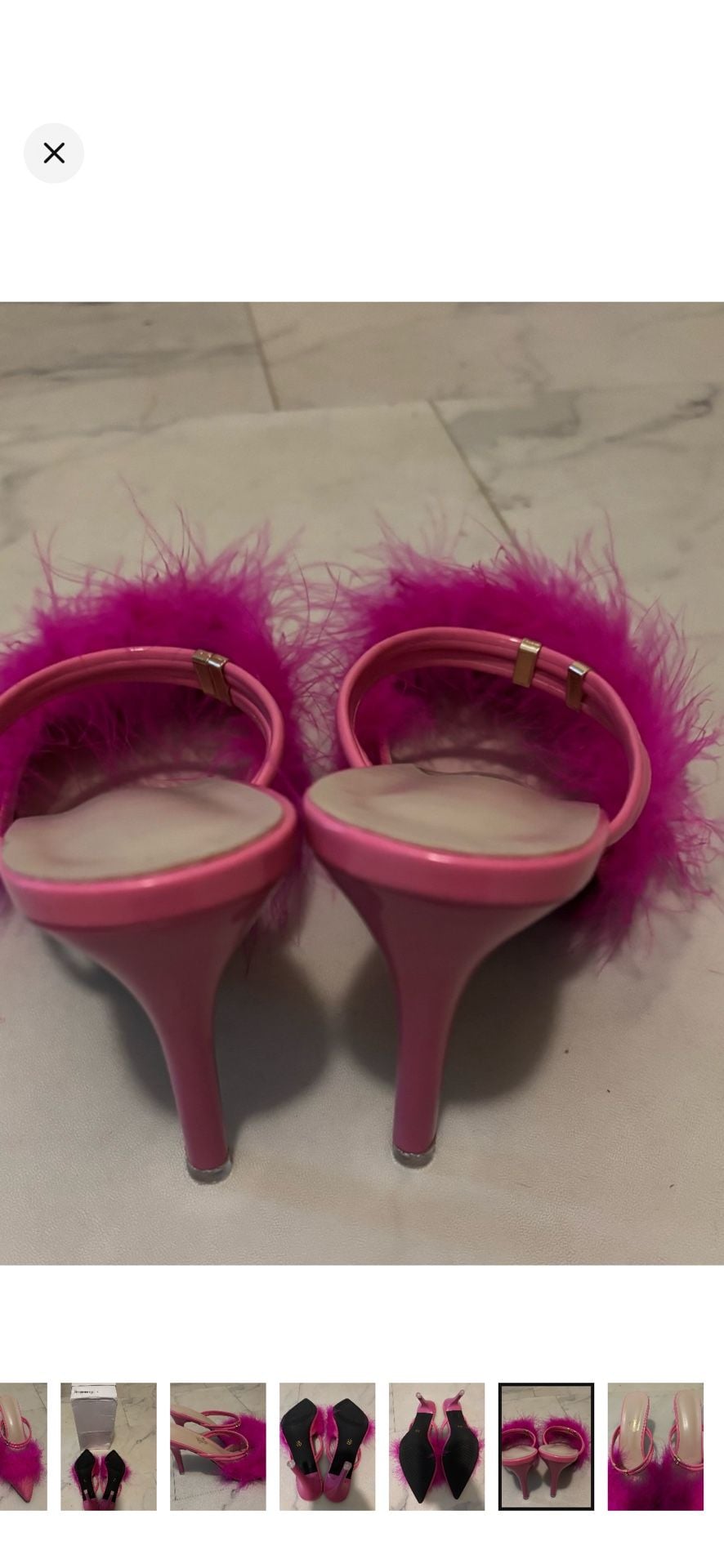 Pink Feather High Heel Mules Size 42 2