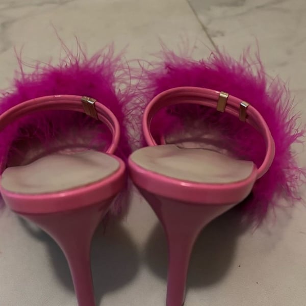Pink Feather High Heel Mules Size 42