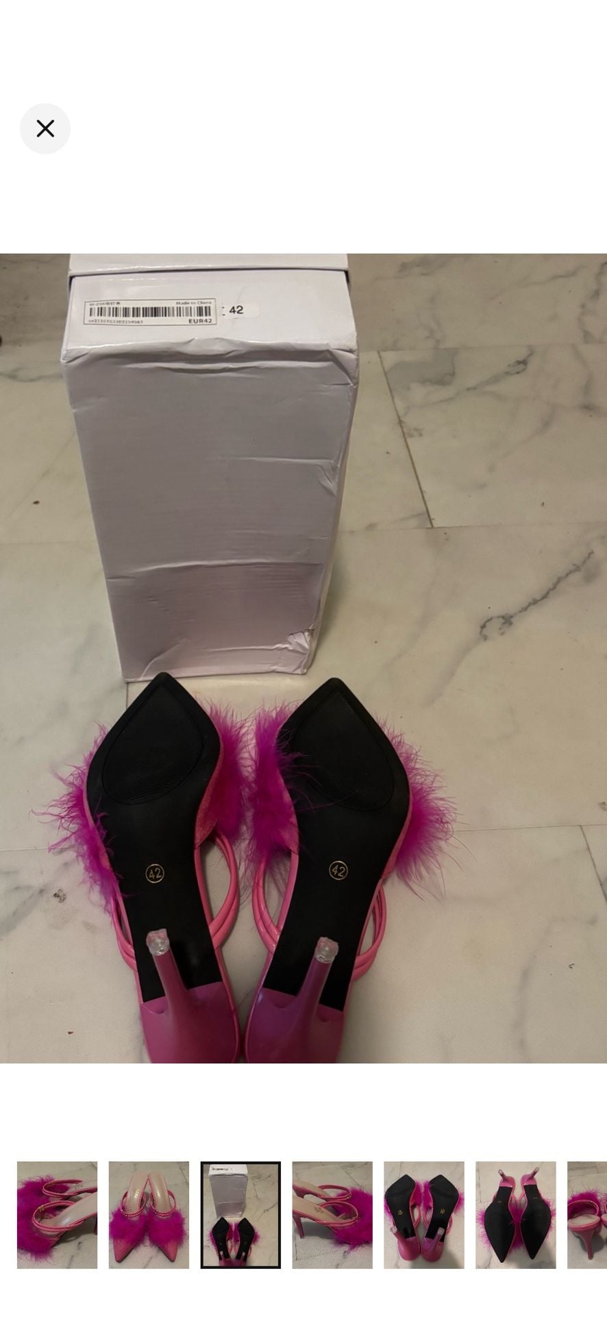 Pink Feather High Heel Mules Size 42 3