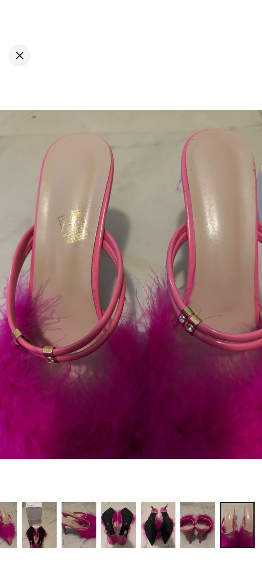 Pink Feather High Heel Mules Size 42 4