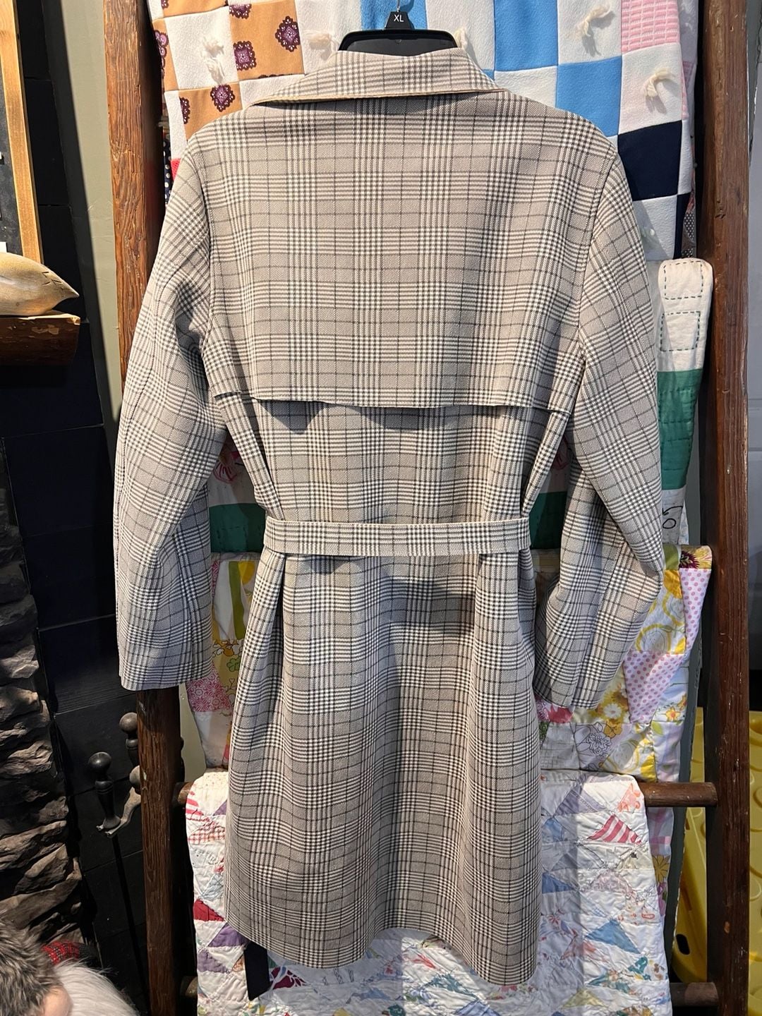 NWT BlankNYC Plaid Trench Coat Size M 3