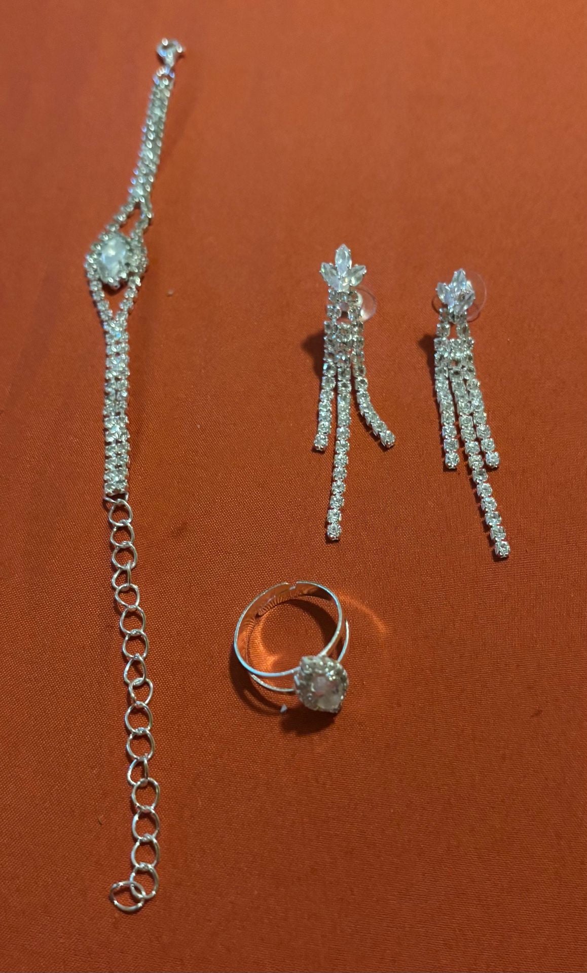 new 4pcs set necklace earrings bracelet ring jewelry - 3