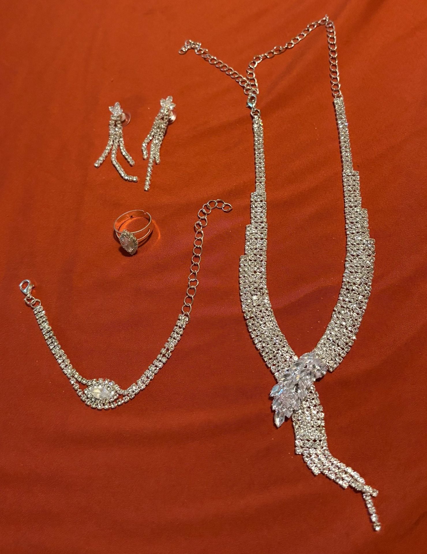 new 4pcs set necklace earrings bracelet ring jewelry - 5