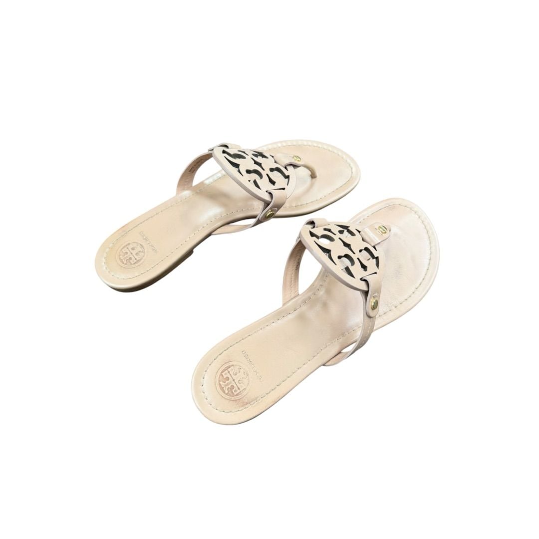 Tory Burch Miller Thong Sandals Beige Leather Sz. 9M 5