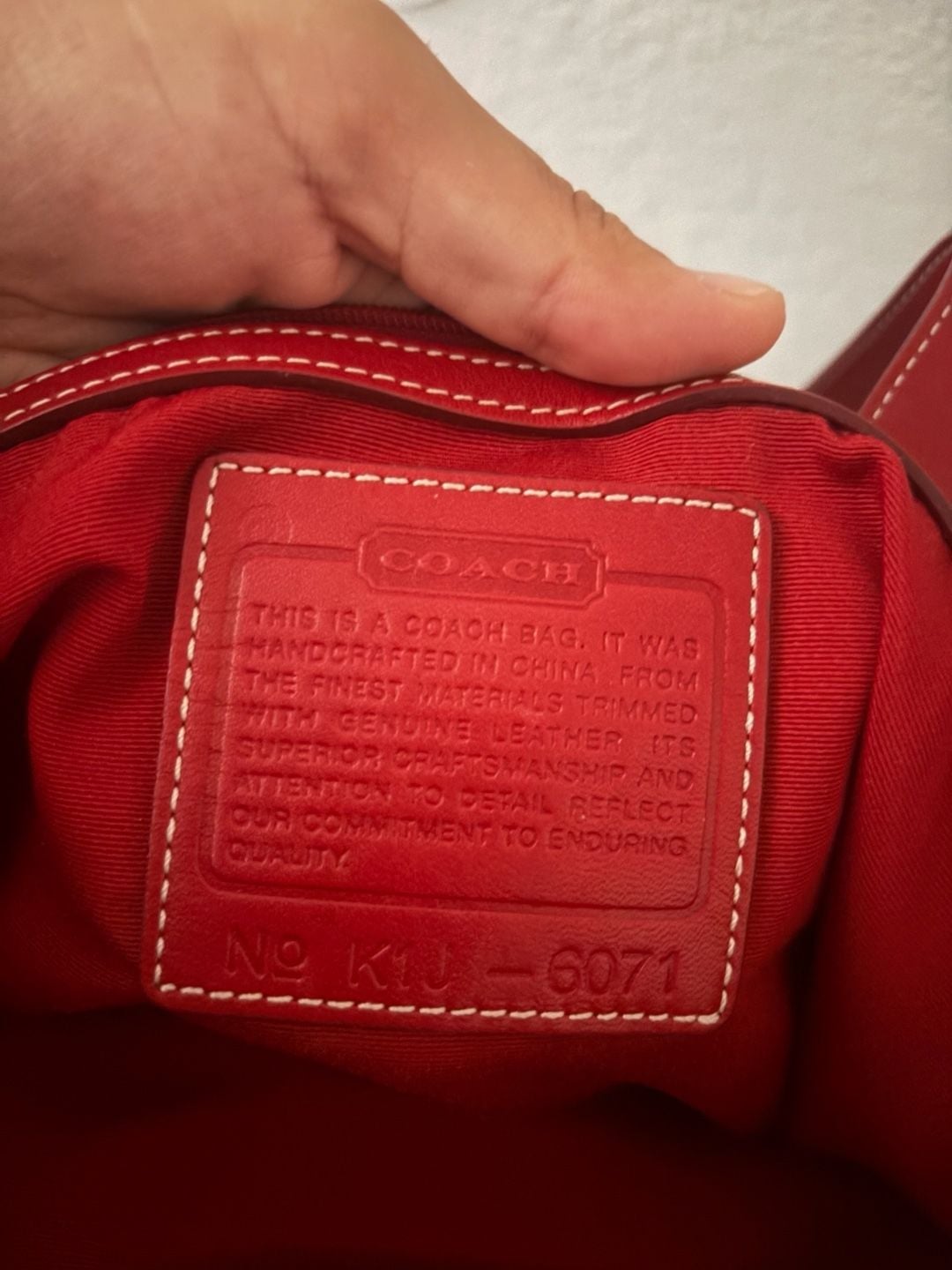Coach Signature Canvas Red Leather Tote Bag 8