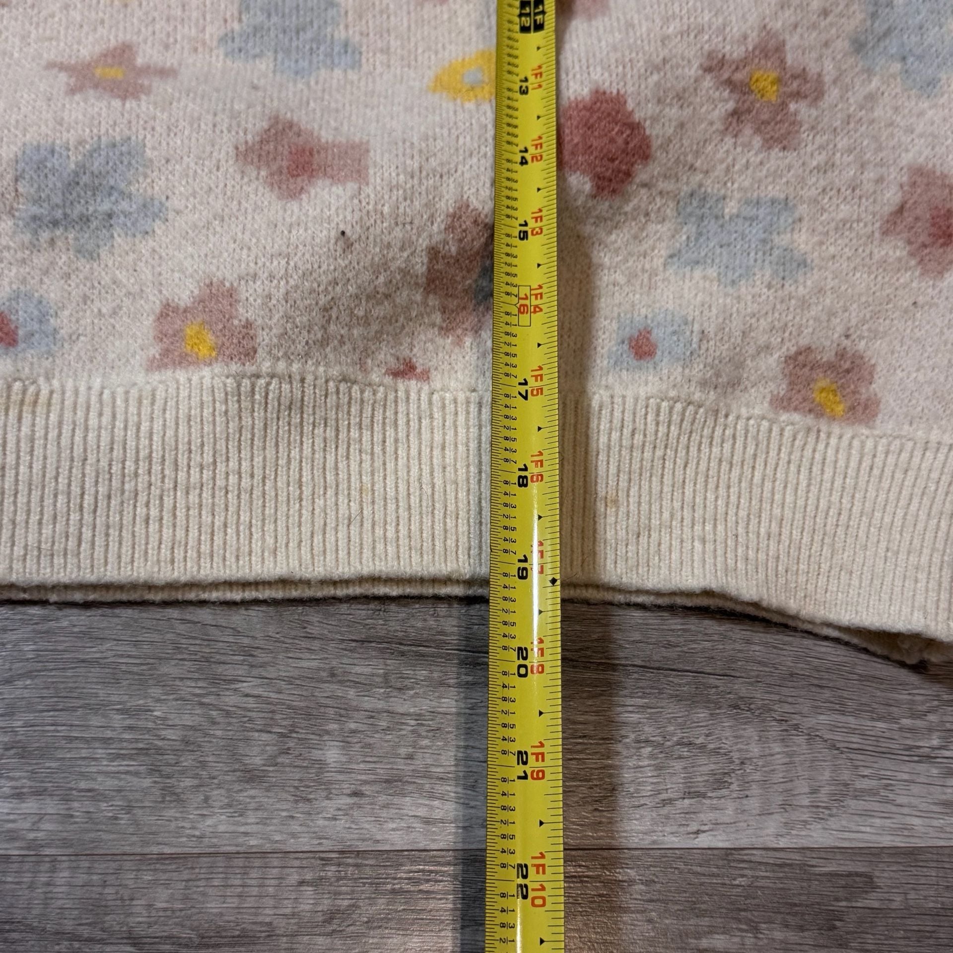 Daisy Street Floral Jacquard Sweater Size L Cream Pink Yellow 6