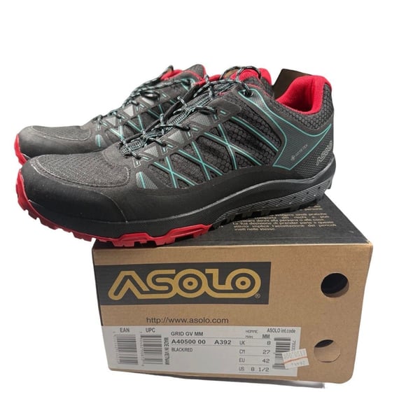 Rare/Sold Out Colorway Asolo Grid Gv Mm Size 8.5 Black Red Blue Hiking Shoes