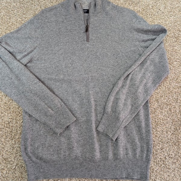 Filippo Riberti Quarter-Zip Sweater Size L Gray Cashmere Wool Blend