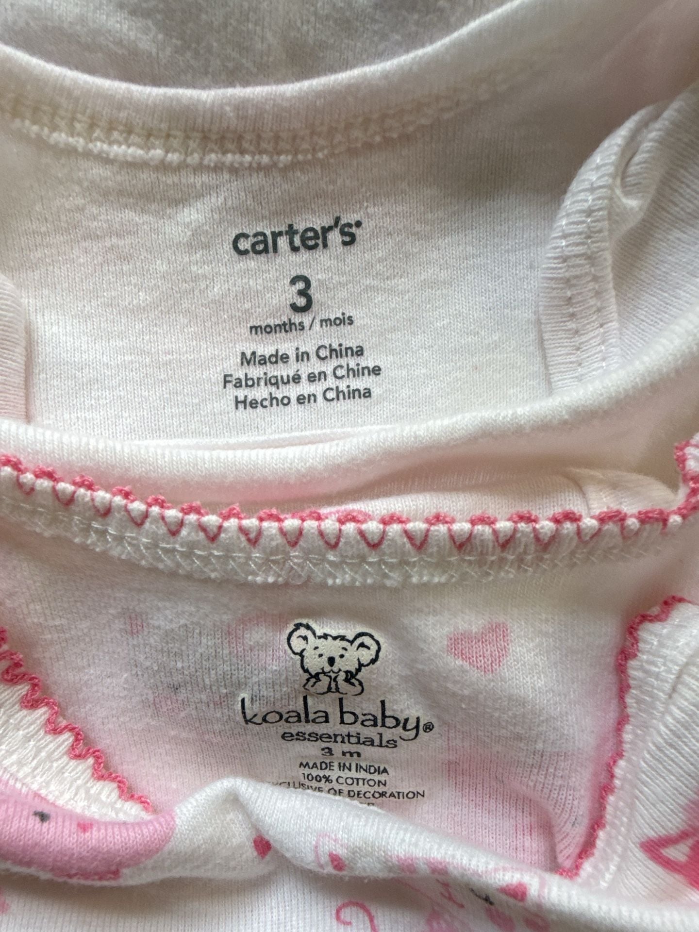 Carter's & Koala Baby Bodysuits Size 3M Lot of 2 3