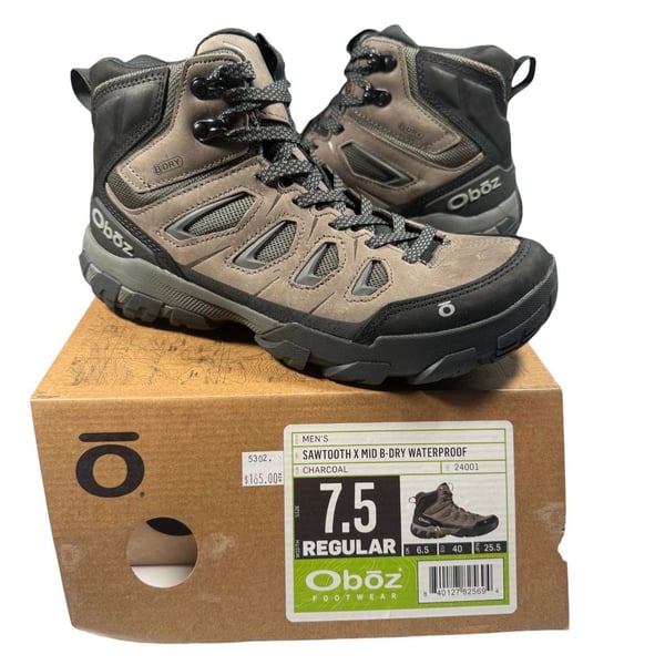 Oboz Sawtooth X Mid B-Dry Waterproof Size 7.5 Charcoal Hiking Boots