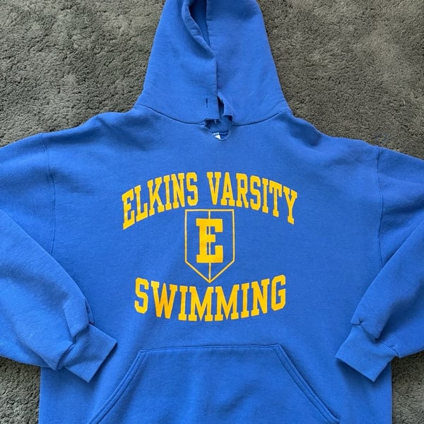 Vintage Russel Elkins Varsity Swimming Hoodie Blue