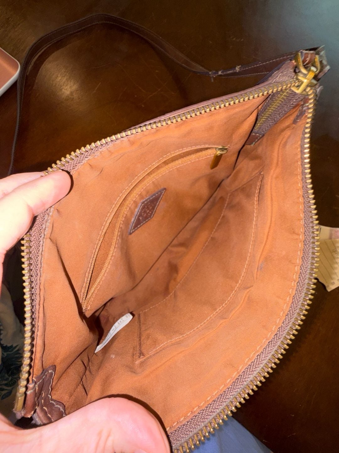 Fossil Croc Embossed Brown Leather Crossbody Bag 13