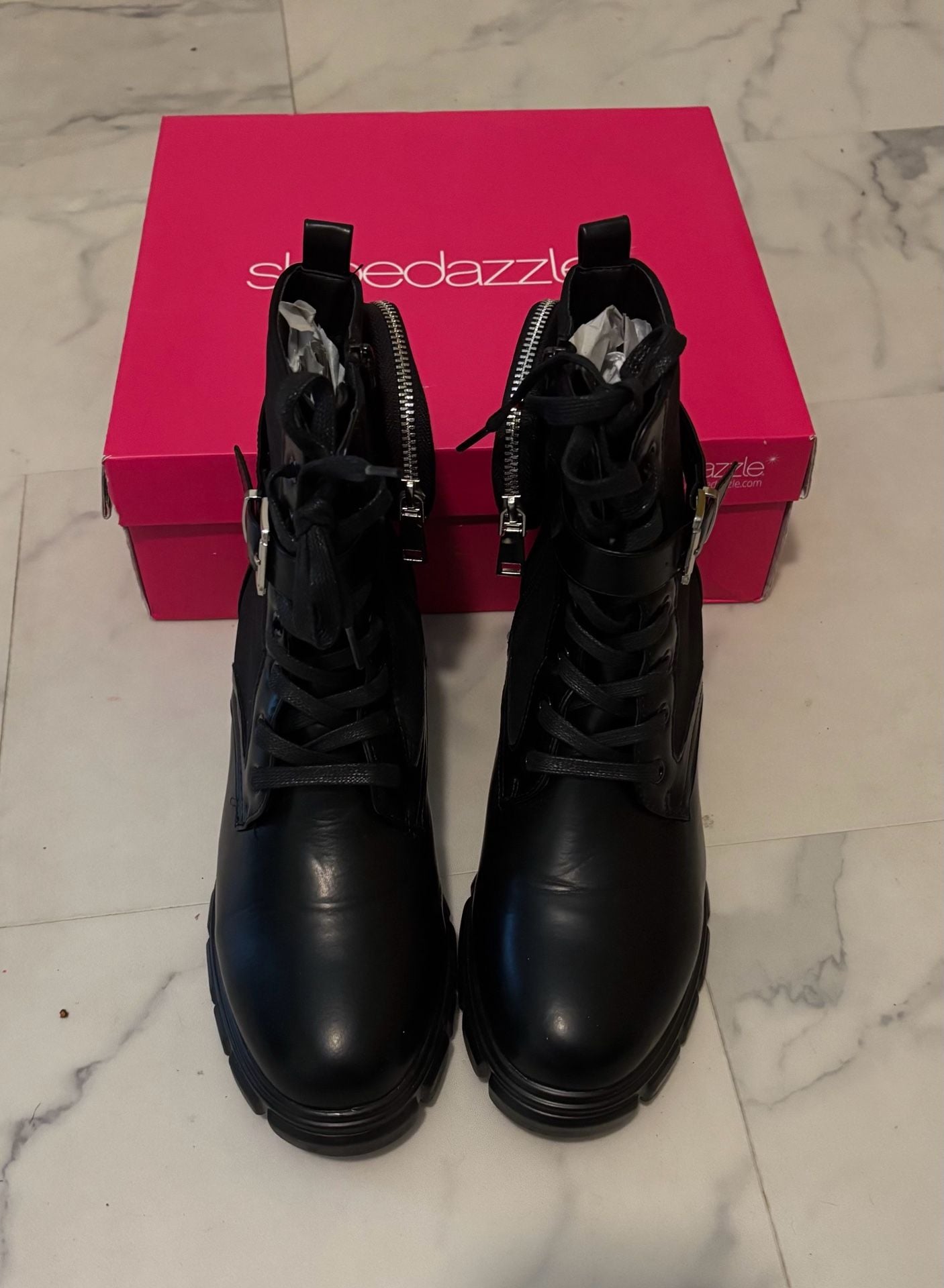 Shoe dazzle Combat Boot In Black Mesh size 10 Shoes 3