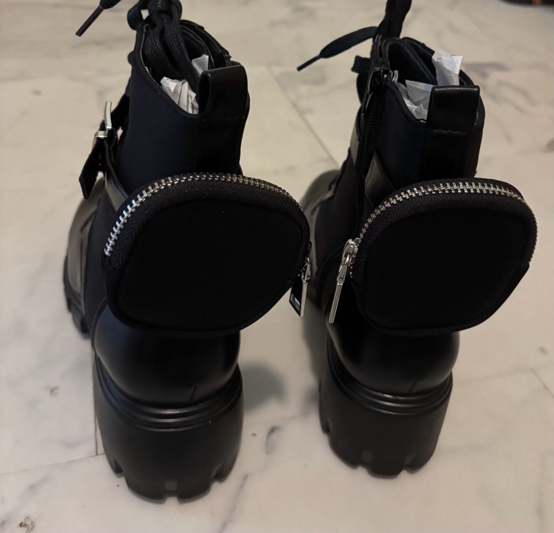 Shoe dazzle Combat Boot In Black Mesh size 10 Shoes 5