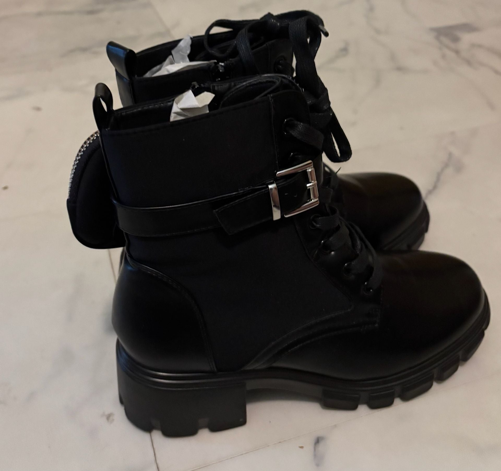 Shoe dazzle Combat Boot In Black Mesh size 10 Shoes 8