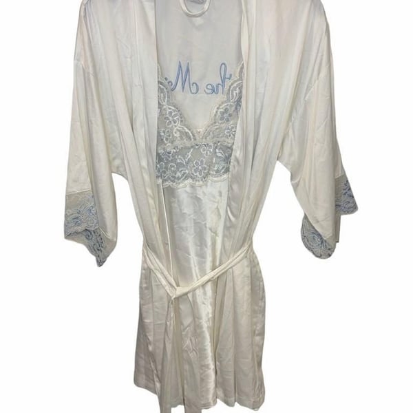 In Bloom by Jonquil The Mrs Bridal Chemise XL Robe M Satin Lace Lingerie Set 