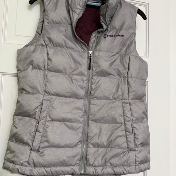 Free Country Puffer Vest Gray Full Zip Winter