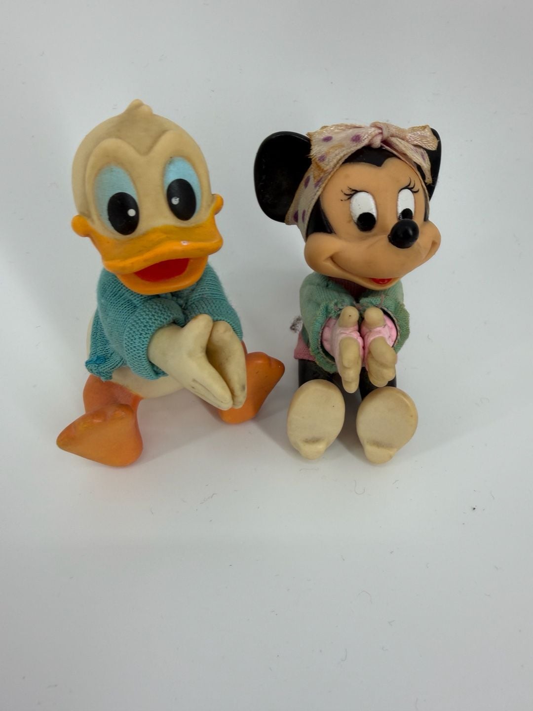 Vintage Disney Donald Duck & Minnie Mouse Rubber Vinyl Dolls 1