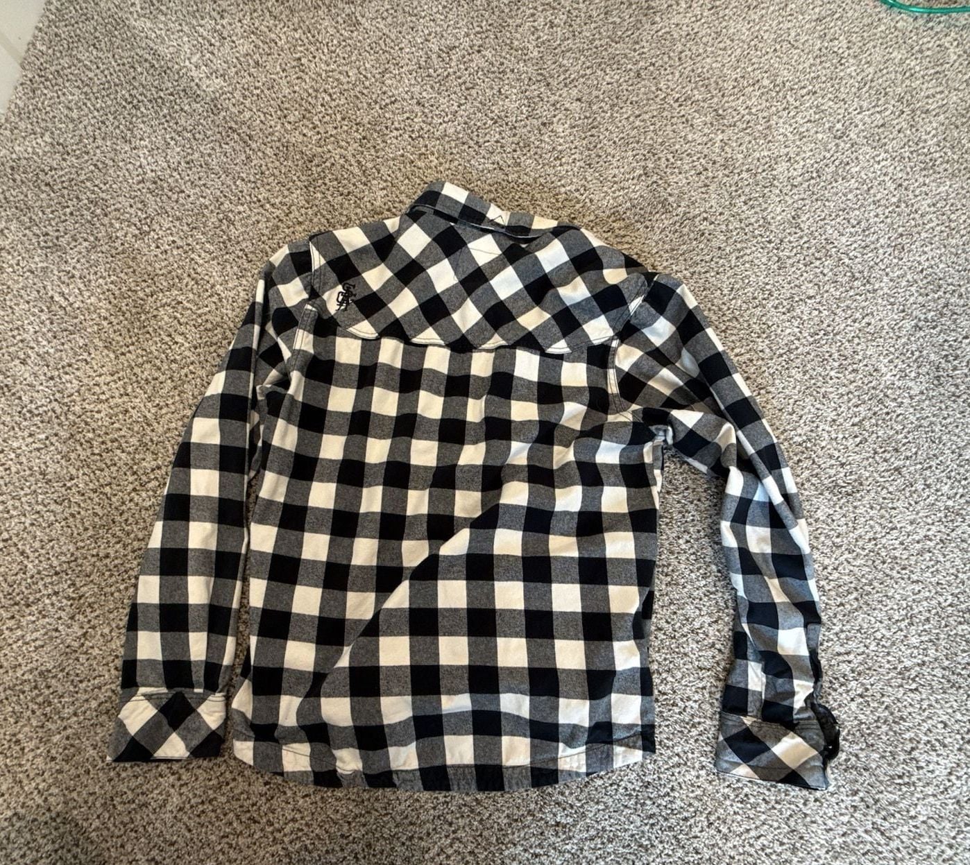 Saga Outerwear Flannel Shirt Size L Black White Check Plaid Long Sleeve 4
