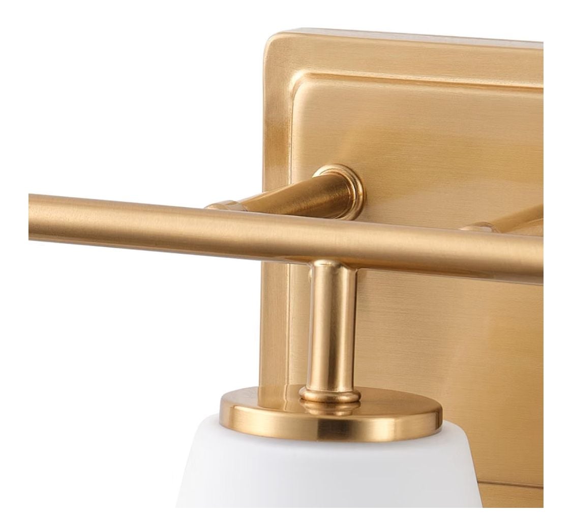 Aiwen 3-Light Brass Bathroom Vanity Light White Cone Glass Shade 9