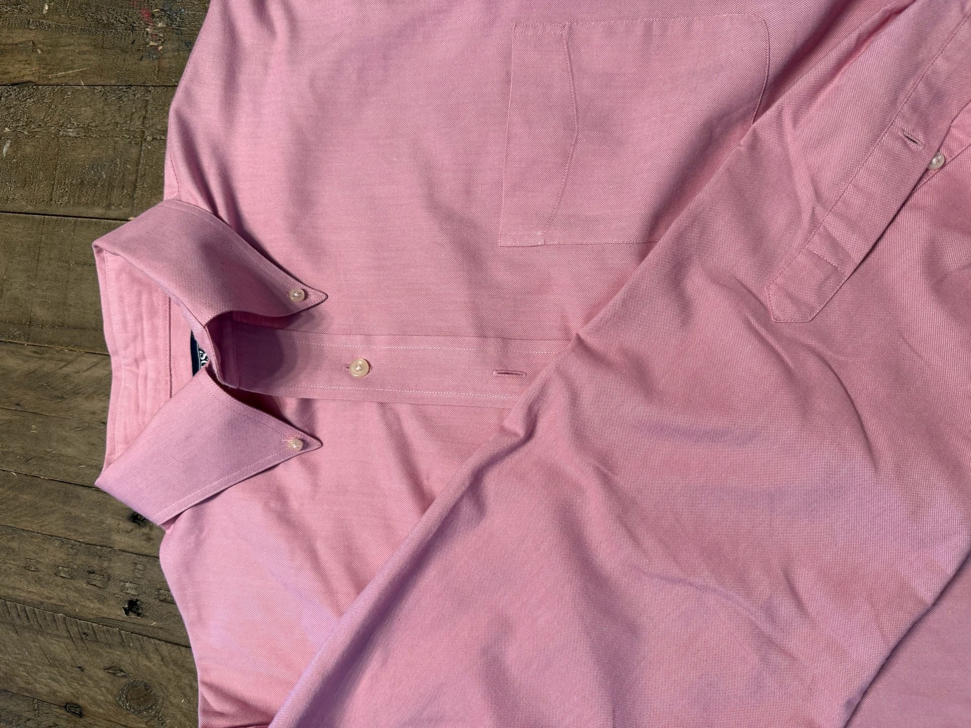 Lands' End Oxford Shirt Size 16-33 Pink Long Sleeve Button Down 2