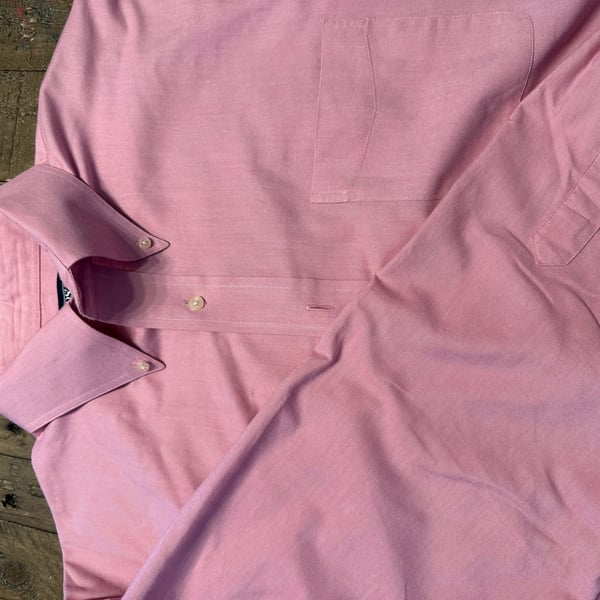 Lands' End Oxford Shirt Size 16-33 Pink Long Sleeve Button Down