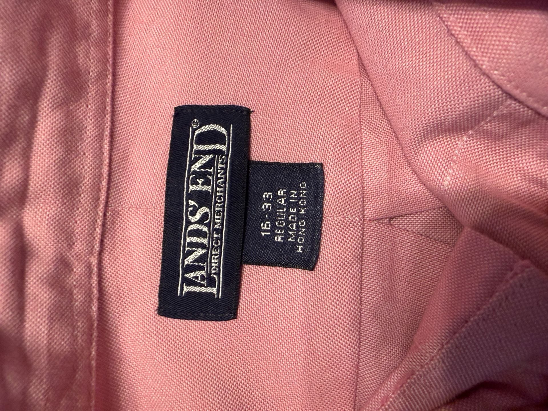 Lands' End Oxford Shirt Size 16-33 Pink Long Sleeve Button Down 3