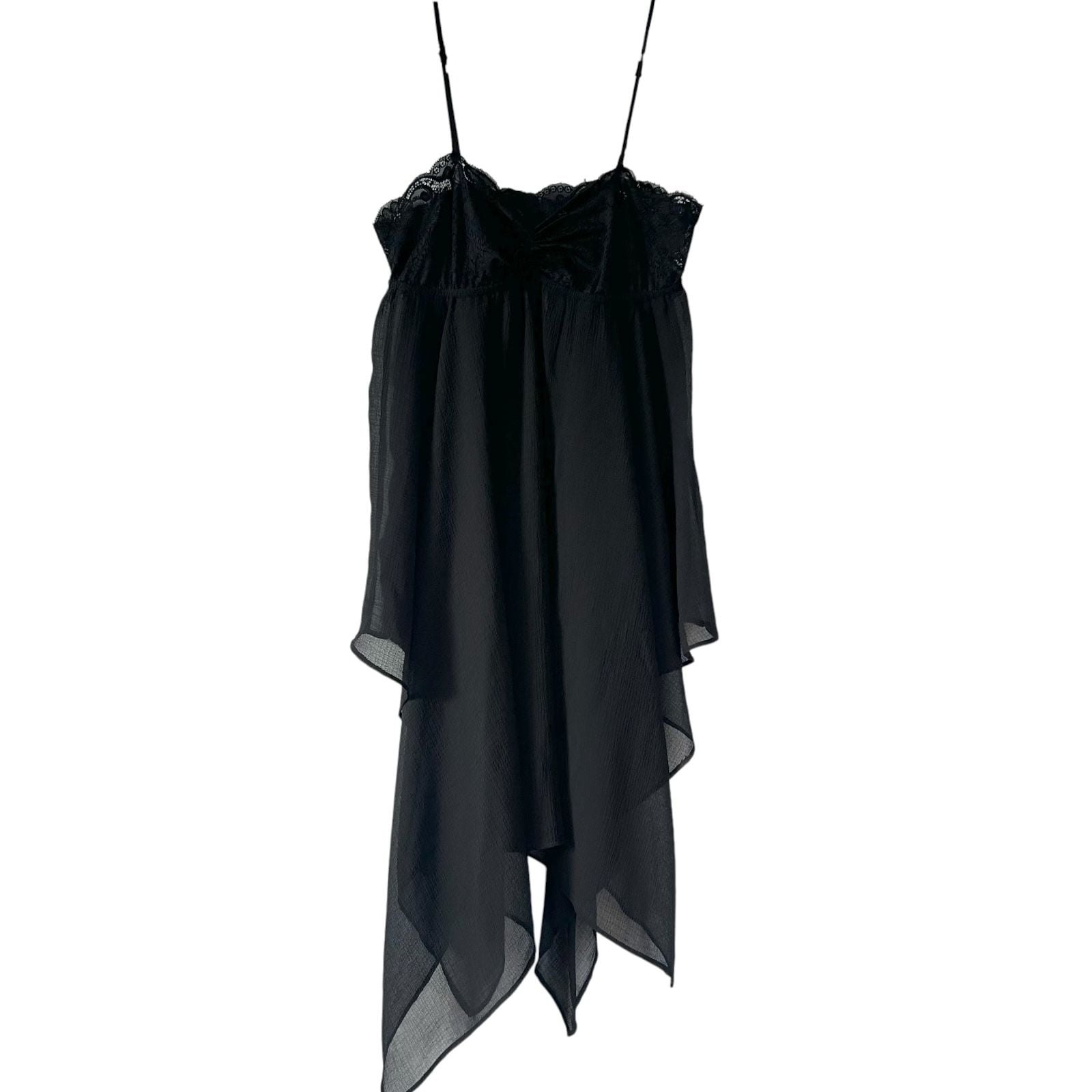 Out From Under Black Lace Asymmetrical Hem Slip Dress Size 12 2